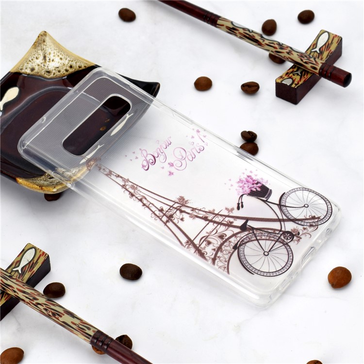 Pattern Printing TPU Case for Samsung Galaxy S10 5G - Eiffel Tower and Bicycle-6