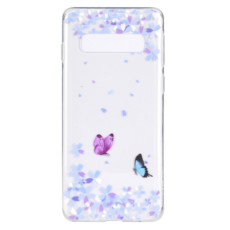 Pattern Printing TPU Case for Samsung Galaxy S10 5G - Butterfly and Flower-2