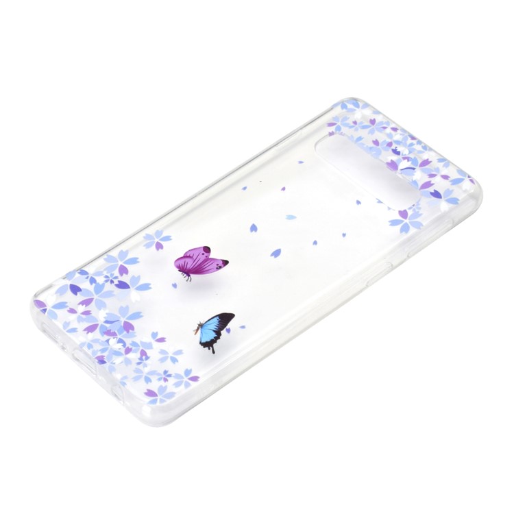 Pattern Printing TPU Case for Samsung Galaxy S10 5G - Butterfly and Flower-3