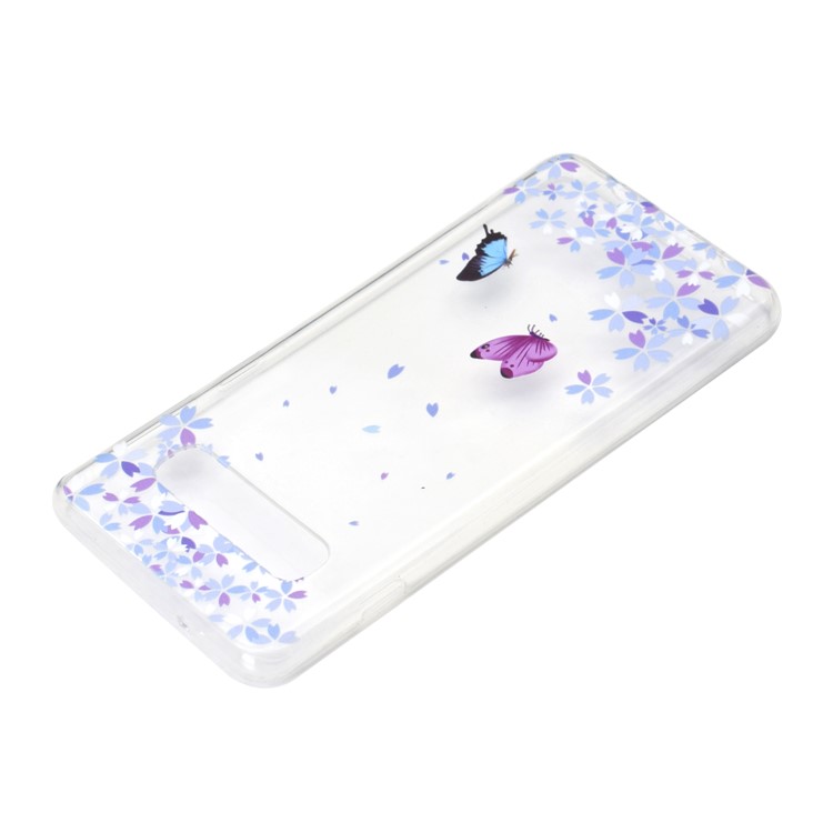 Pattern Printing TPU Case for Samsung Galaxy S10 5G - Butterfly and Flower-4