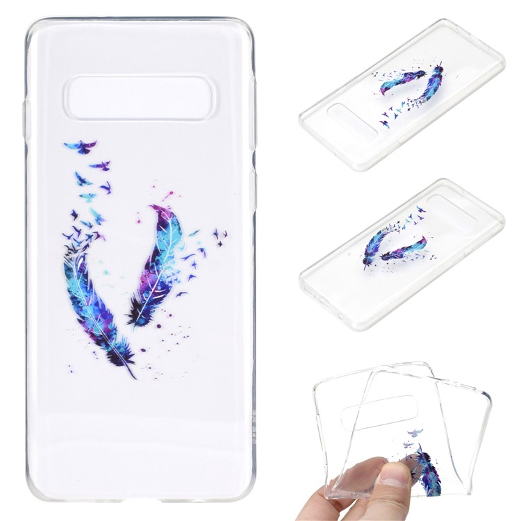 Pattern Printing TPU Case for Samsung Galaxy S10 5G - Feather-1
