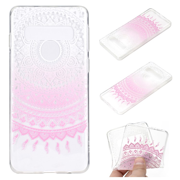 Pattern Printing TPU Case for Samsung Galaxy S10 5G - Pink Flower-1