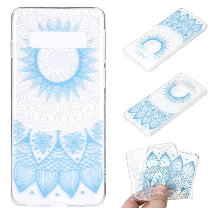 Pattern Printing TPU Case for Samsung Galaxy S10 5G - Blue Flower-1