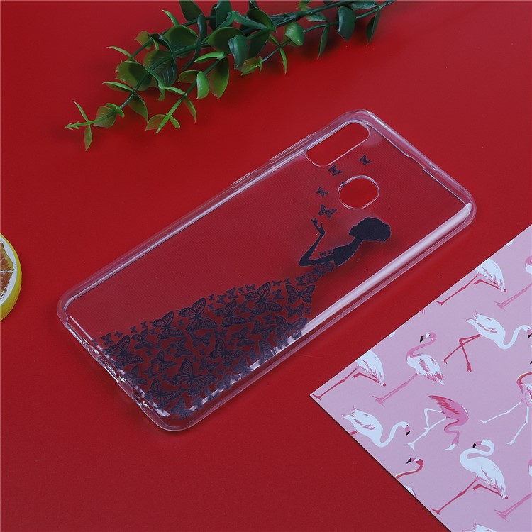 Ultra-thin TPU Phone Protective Case for Samsung Galaxy A20e - Girl in Butterfly Dress-1