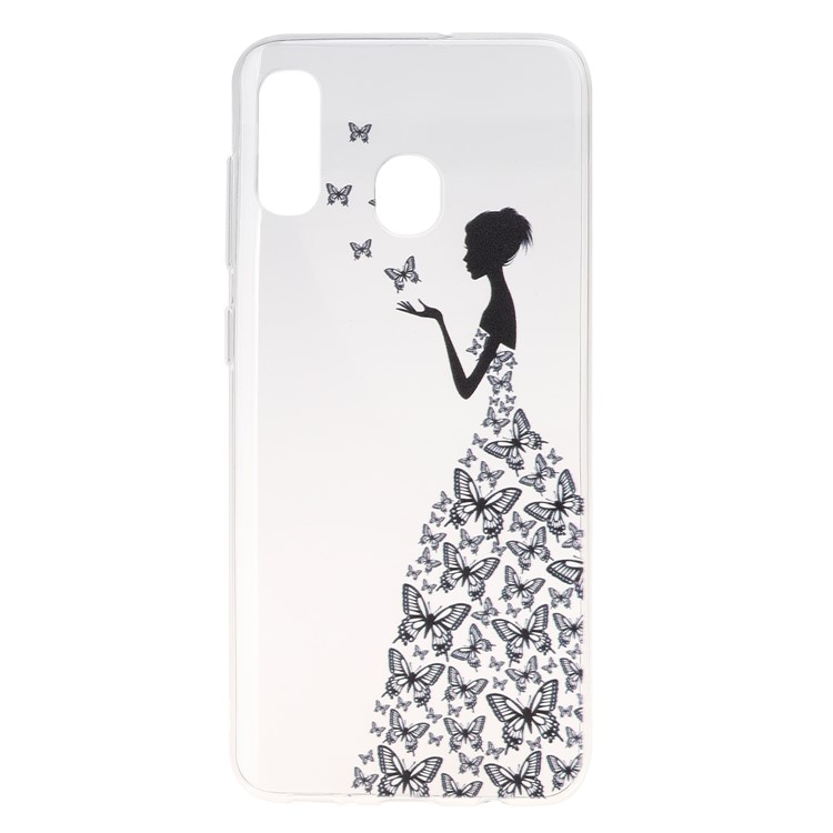 Ultra-thin TPU Phone Protective Case for Samsung Galaxy A20e - Girl in Butterfly Dress-2
