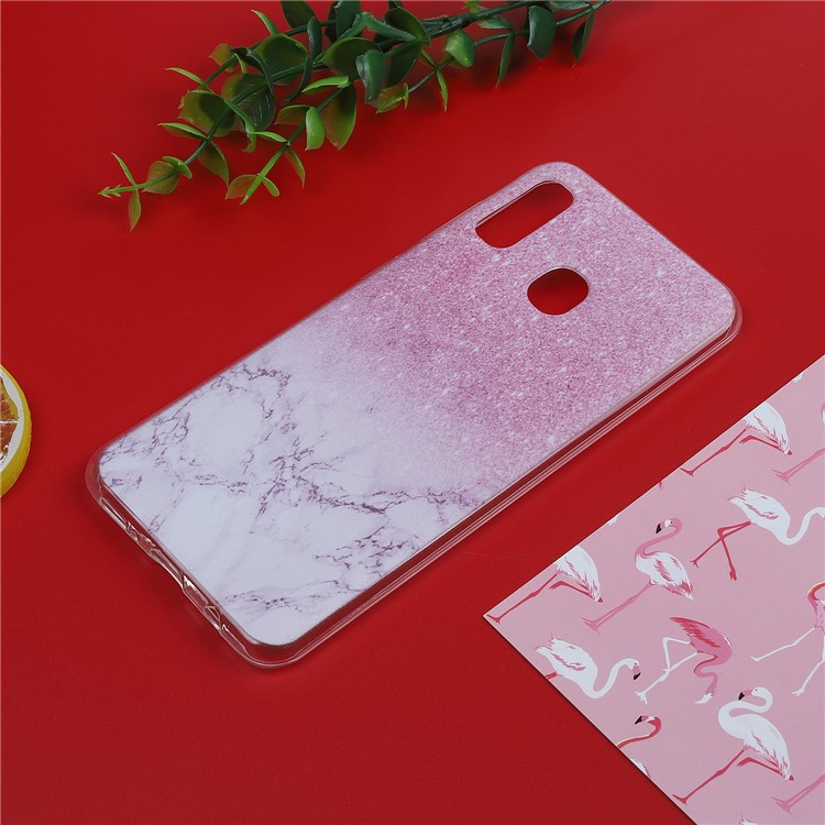 Ultra-thin TPU Phone Protective Case for Samsung Galaxy A20e - Pink Marble Pattern-1