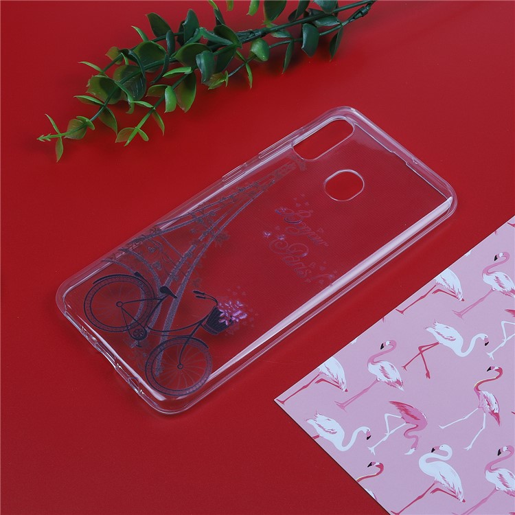 Ultra-thin TPU Phone Protective Case for Samsung Galaxy A20e - Eiffel Tower and Bike-1