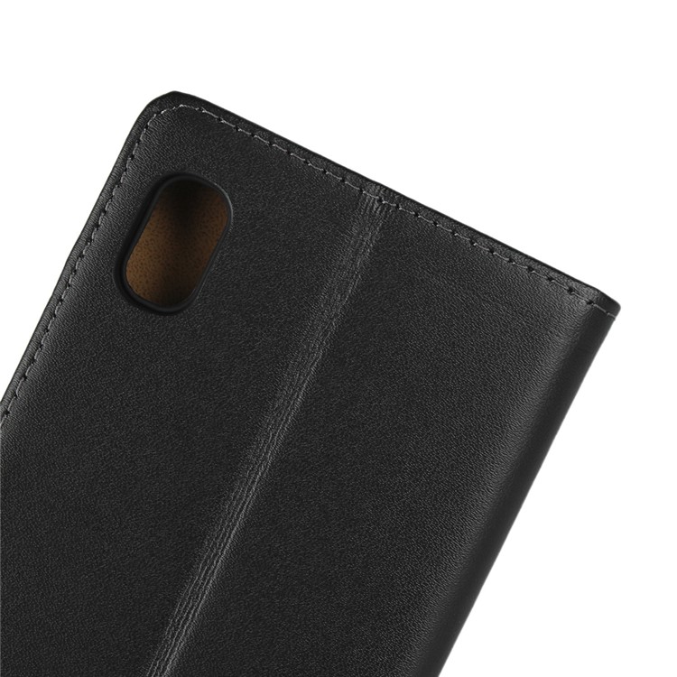 Echtes Leder Brieftasche Telefonabdeckung Für Samsung Galaxy A10 / M10 - Schwarz-9