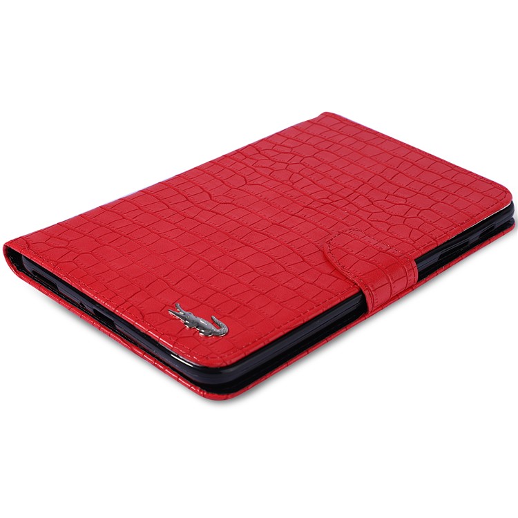 Crocodile Skin Leather Wallet Tablet Case for Samsung Galaxy Tab A 8.0 (2017) T385 T380 / Tab A2 S - Red-3