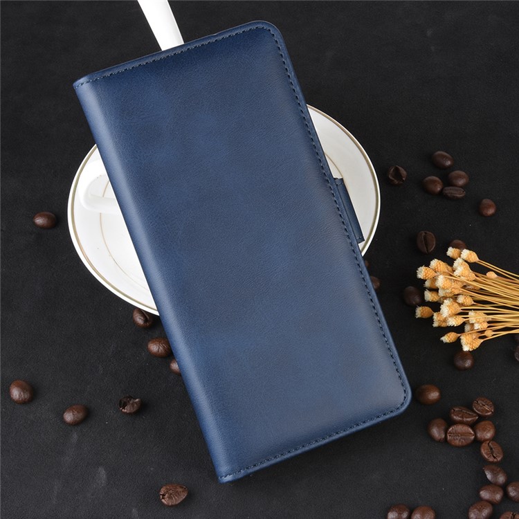 Dual-clasp Leather Wallet Stand Phone Case Cover for Samsung Galaxy S10 Plus - Dark Blue-9