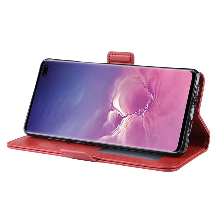 Custodia In Pelle Con Doppia Fibbia Per IPhone Samsung Galaxy S10 Plus - Rosso-5