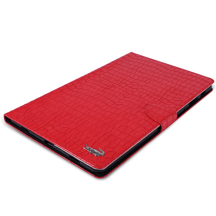 Crocodile Skin Leather Wallet Tablet Case Cover for Samsung Galaxy Tab A 10.5 (2018) T590 T595 - Red-3