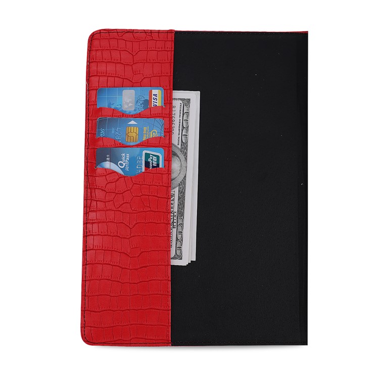 Crocodile Skin Leather Wallet Tablet Case Cover for Samsung Galaxy Tab A 10.5 (2018) T590 T595 - Red-5