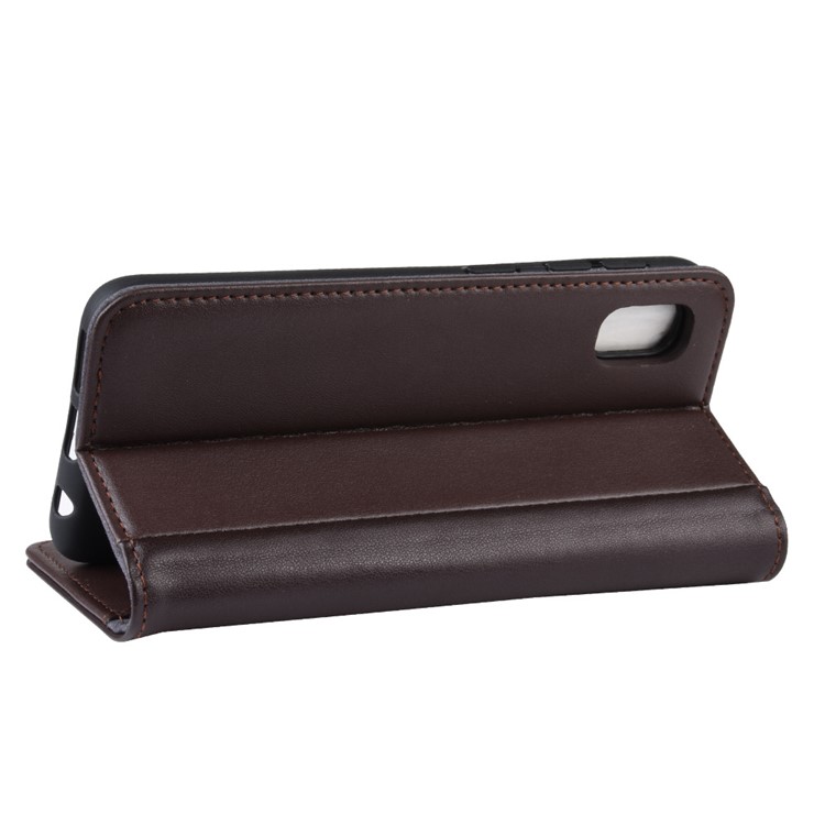 Genuine Split Leather Wallet Protective Case for Samsung Galaxy A10e - Brown-6