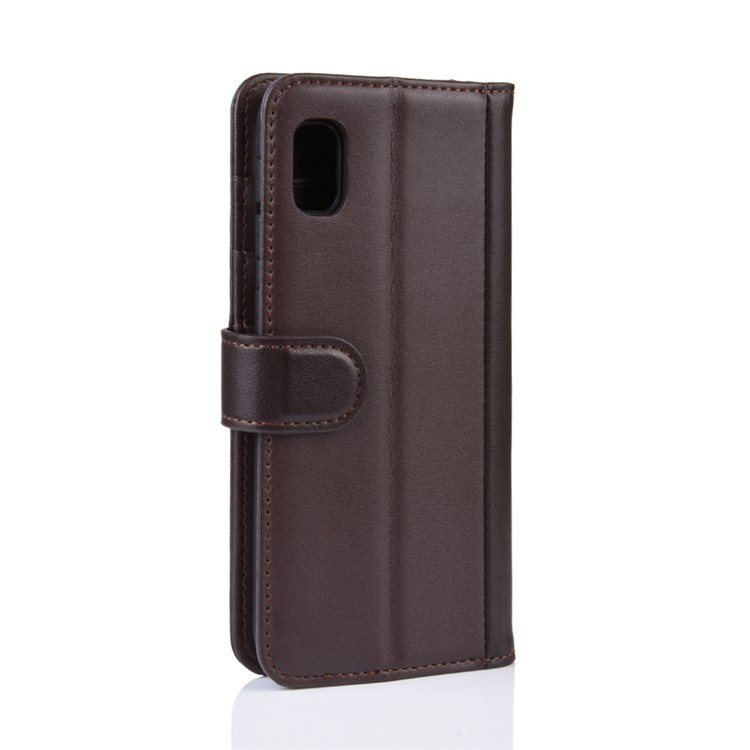 Genuine Split Leather Wallet Protective Case for Samsung Galaxy A10e - Brown-7