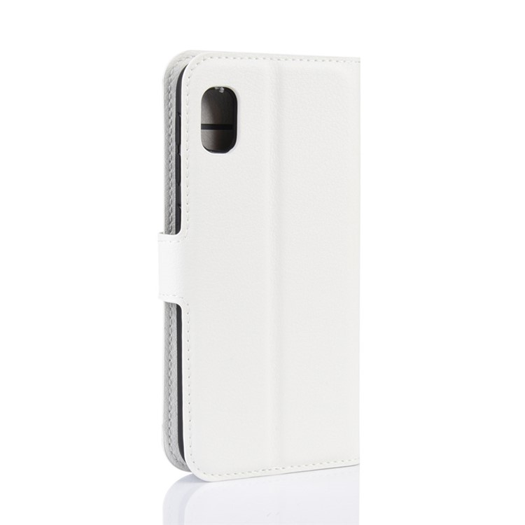 Lichia Pele Carteira Couro Stand Case Para Samsung Galaxy A10e - Branco-6