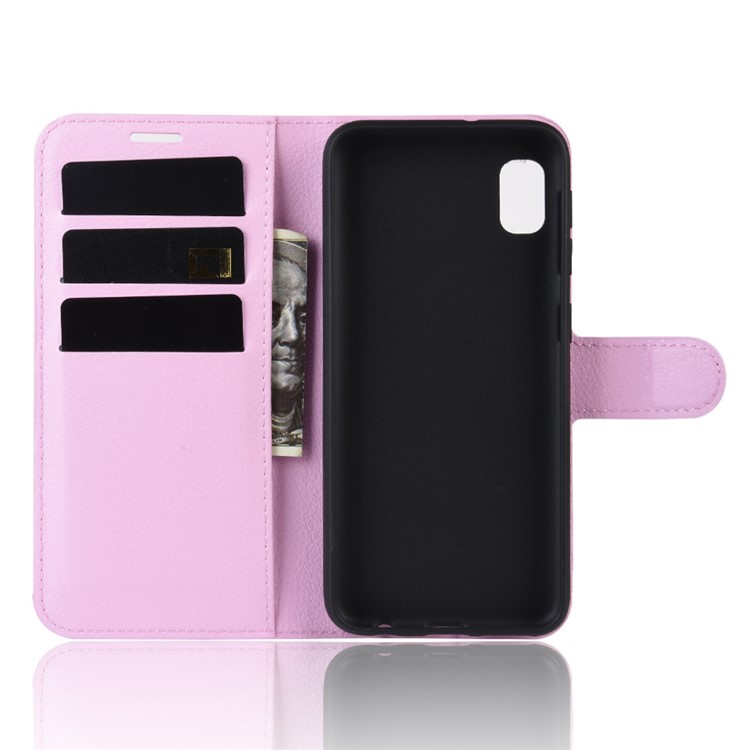Litchi Skin Wallet Leather Stand Case for Samsung Galaxy A10e - Pink-3