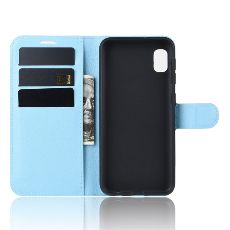 Litchi Skin Wallet Leather Stand Case for Samsung Galaxy A10e - Baby Blue-3