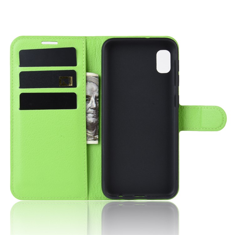Litchi Skin Wallet Leather Stand Case for Samsung Galaxy A10e - Green-3