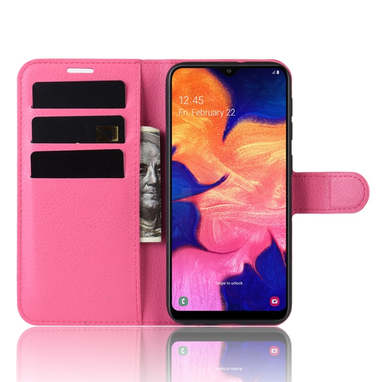 Litchi Skin Wallet Leather Stand Case for Samsung Galaxy A10e - Rose-4