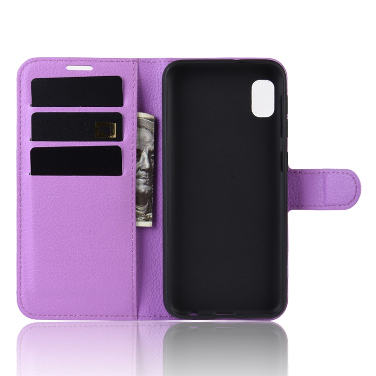 Litchi Skin Wallet Leather Stand Case for Samsung Galaxy A10e - Purple-3
