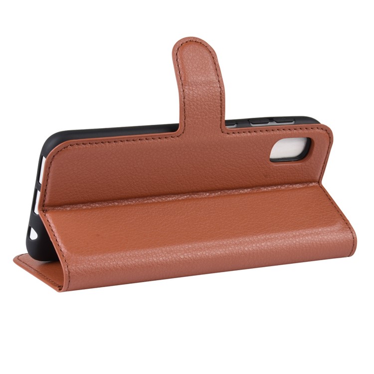 Litchi Skin Wallet Leather Stand Case for Samsung Galaxy A10e - Brown-5
