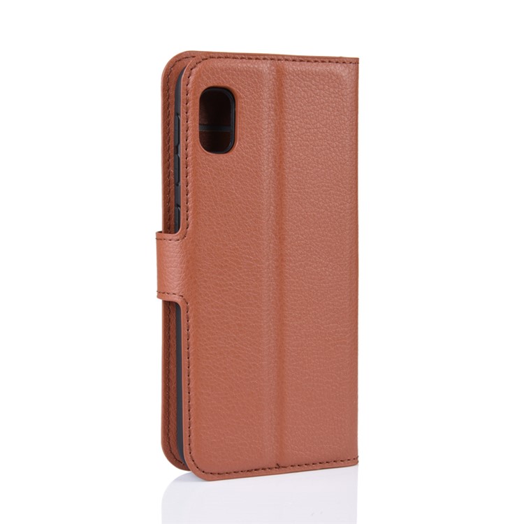 Litchi Skin Wallet Leather Stand Case for Samsung Galaxy A10e - Brown-6