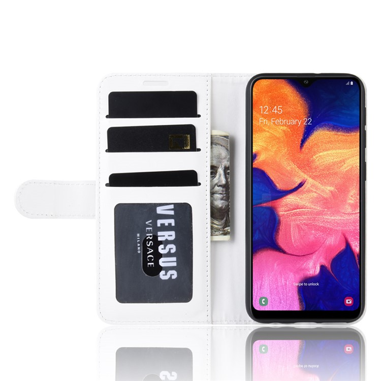 Crazy Horse Wallet Leather Stand Mobile Phone Case for Samsung Galaxy A10e - White-5