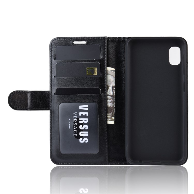 Crazy Horse Wallet Leather Stand Mobile Phone Case for Samsung Galaxy A10e - Black-4