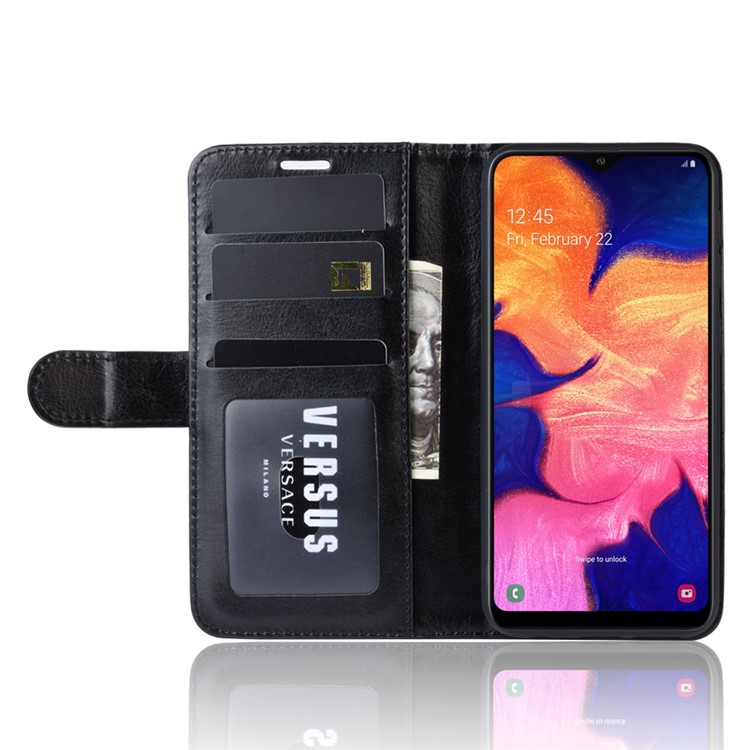 Crazy Horse Wallet Leather Stand Mobile Phone Case for Samsung Galaxy A10e - Black-5
