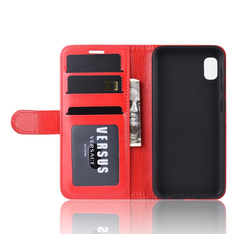 Crazy Horse Wallet Leather Stand Mobile Phone Case for Samsung Galaxy A10e - Red-4