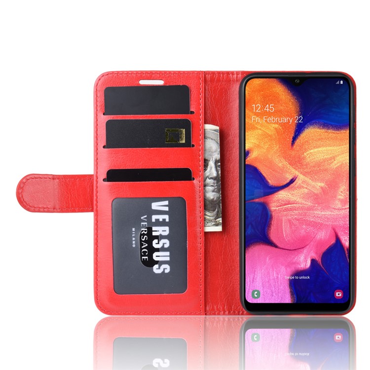 Crazy Horse Wallet Leather Stand Mobile Phone Case for Samsung Galaxy A10e - Red-5
