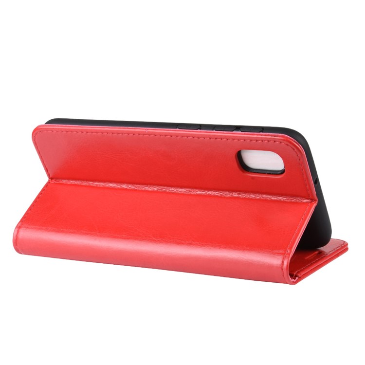 Crazy Horse Wallet Leather Stand Mobile Phone Case for Samsung Galaxy A10e - Red-6