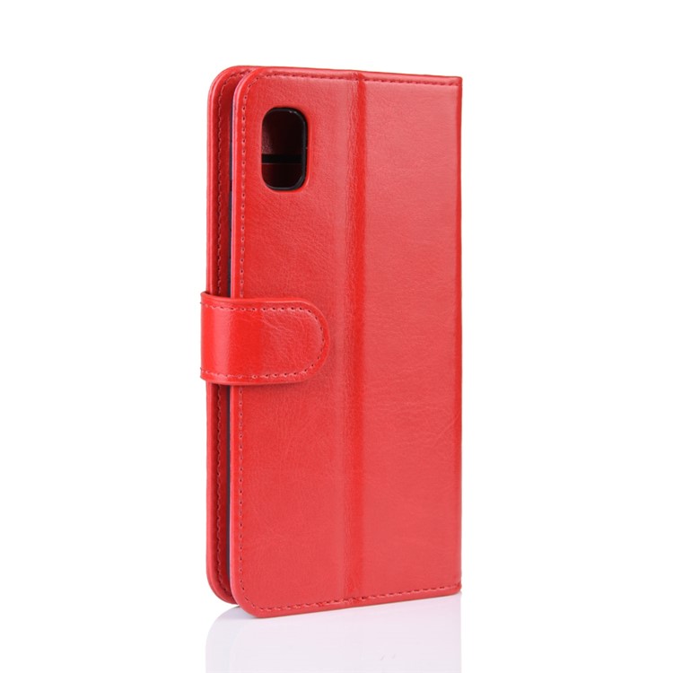 Crazy Horse Wallet Leather Stand Mobile Phone Case for Samsung Galaxy A10e - Red-7