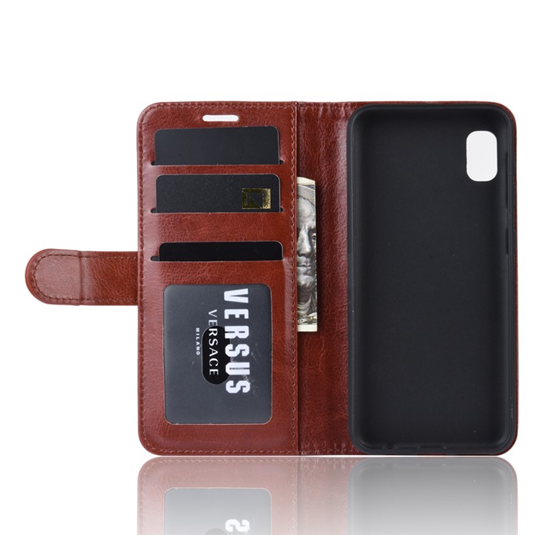 Crazy Horse Wallet Leather Stand Mobile Phone Case for Samsung Galaxy A10e - Brown-4