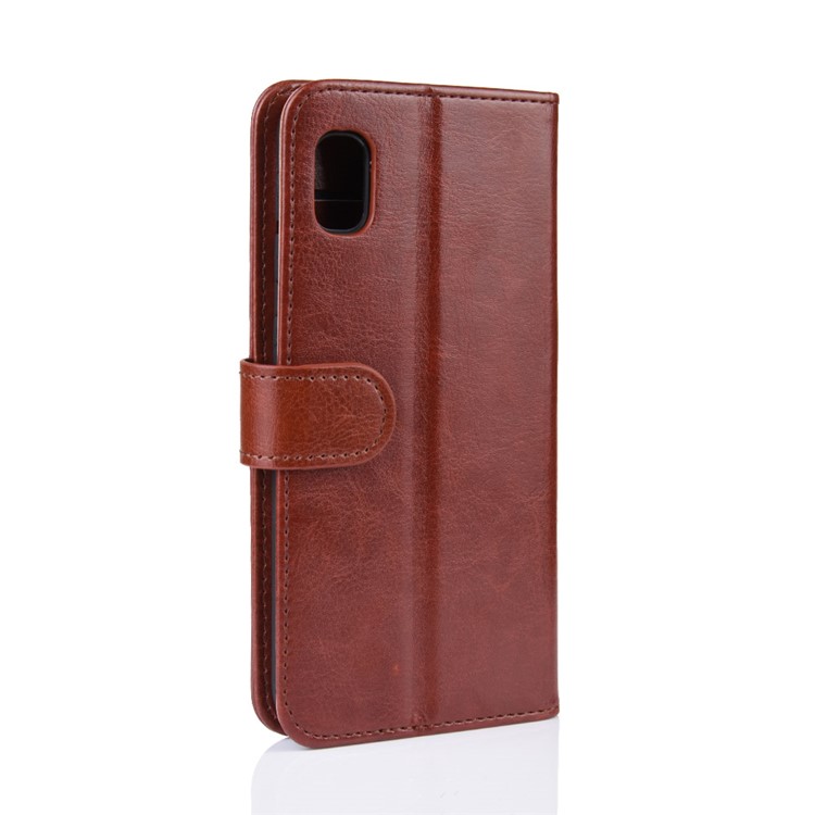 Crazy Horse Wallet Leather Stand Mobile Phone Case for Samsung Galaxy A10e - Brown-7