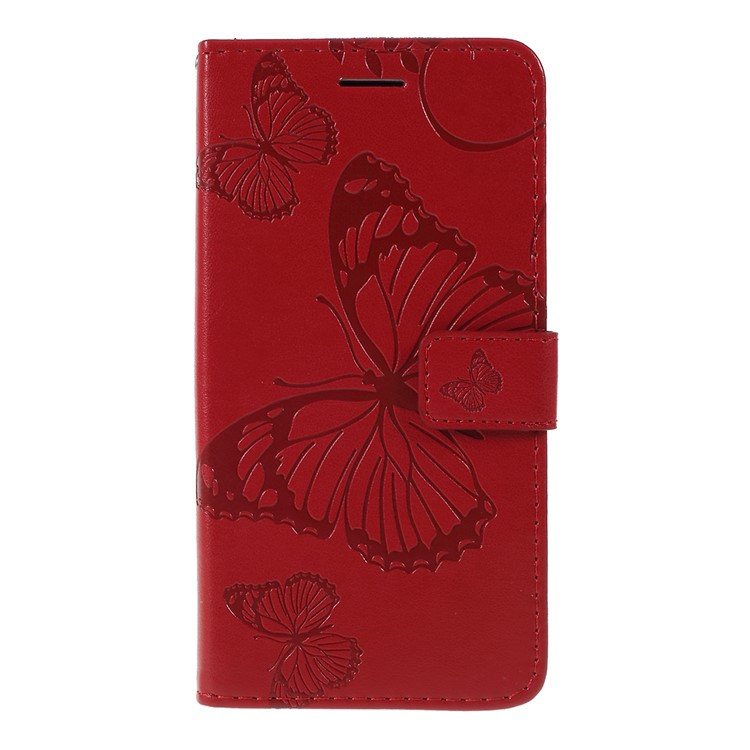 Guscio Del Telefono Portafoglio In Pelle Farfalla Impronta Per Samsung Galaxy A20e - Oro Rosa - Rosso-1