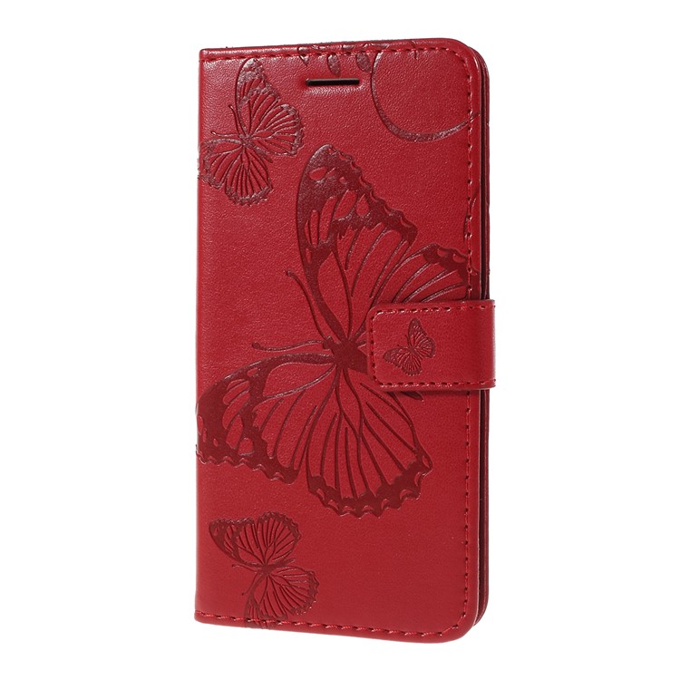 Guscio Del Telefono Portafoglio In Pelle Farfalla Impronta Per Samsung Galaxy A20e - Oro Rosa - Rosso-5