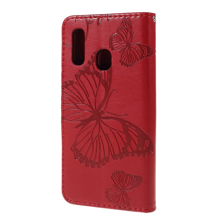 Guscio Del Telefono Portafoglio In Pelle Farfalla Impronta Per Samsung Galaxy A20e - Oro Rosa - Rosso-6