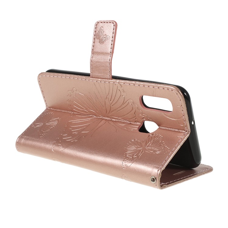 Guscio Del Telefono Portafoglio In Pelle Farfalla Impronta Per Samsung Galaxy A20e - Oro Rosa - Oro Rosa-3