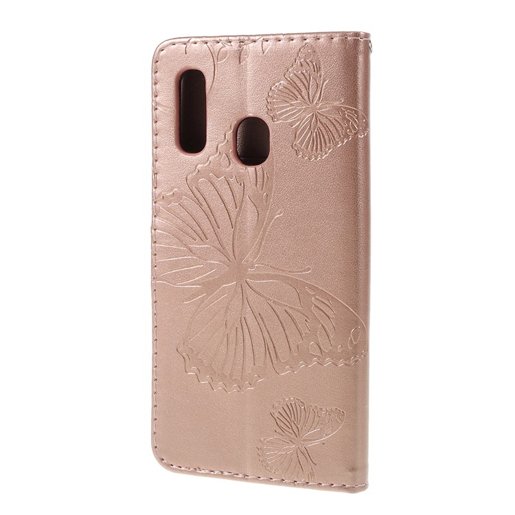 Guscio Del Telefono Portafoglio In Pelle Farfalla Impronta Per Samsung Galaxy A20e - Oro Rosa - Oro Rosa-6