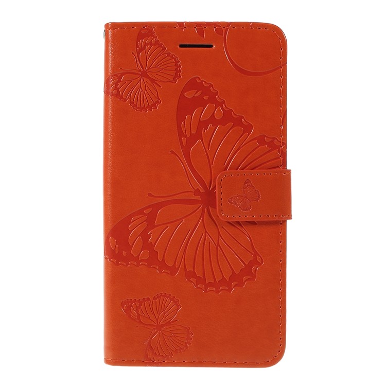 Imprint Butterfly Leather Wallet Phone Shell for Samsung Galaxy A20e - Rose Gold - Orange