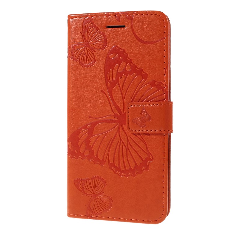 Imprint Butterfly Leather Wallet Phone Shell for Samsung Galaxy A20e - Rose Gold - Orange-5