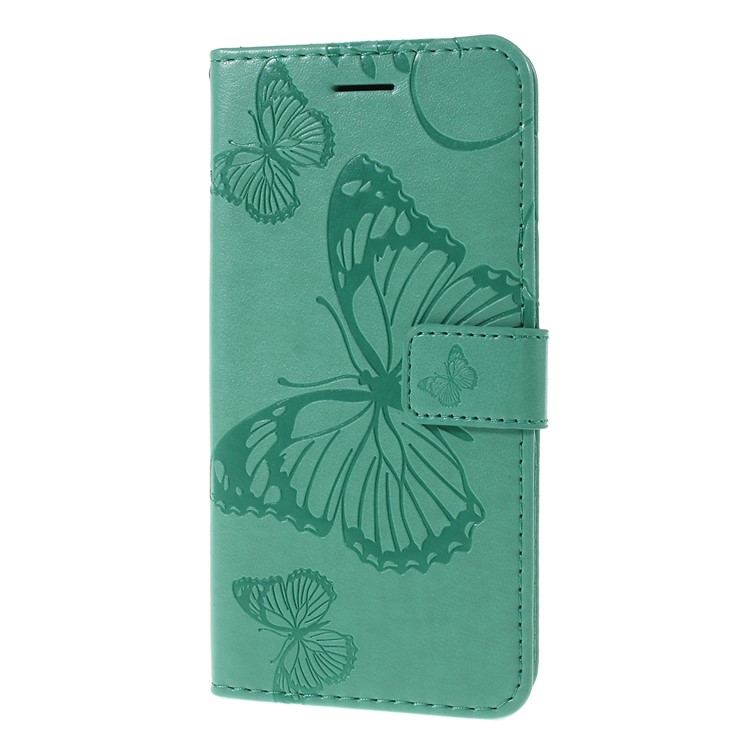 Imprint Butterfly Leather Wallet Phone Shell for Samsung Galaxy A20e - Rose Gold - Green-5