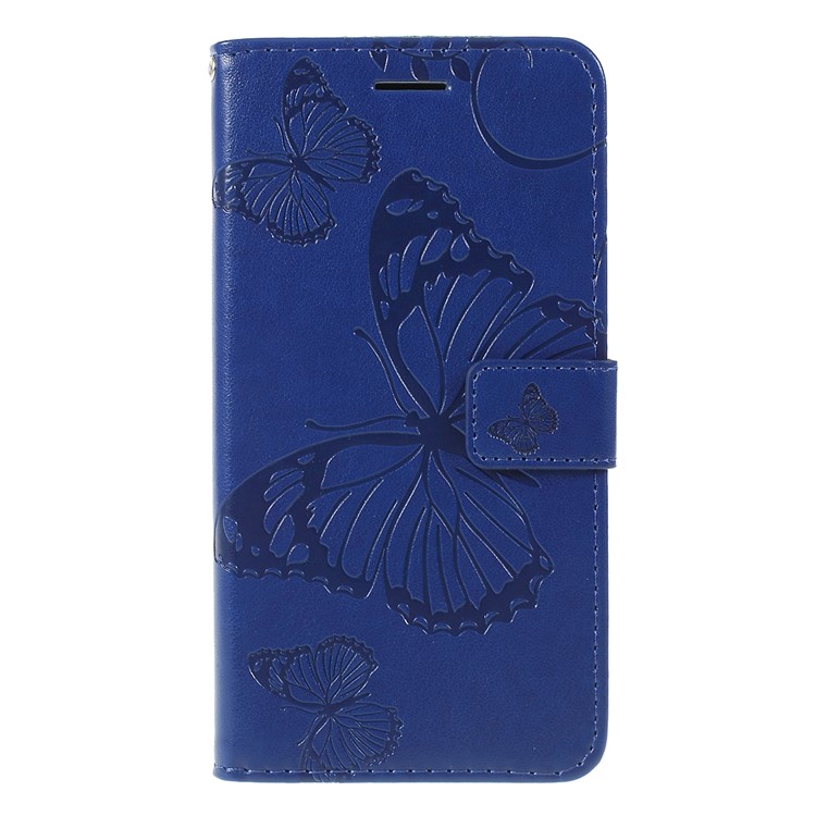 Guscio Del Telefono Portafoglio In Pelle Farfalla Impronta Per Samsung Galaxy A20e - Oro Rosa - Blu-1