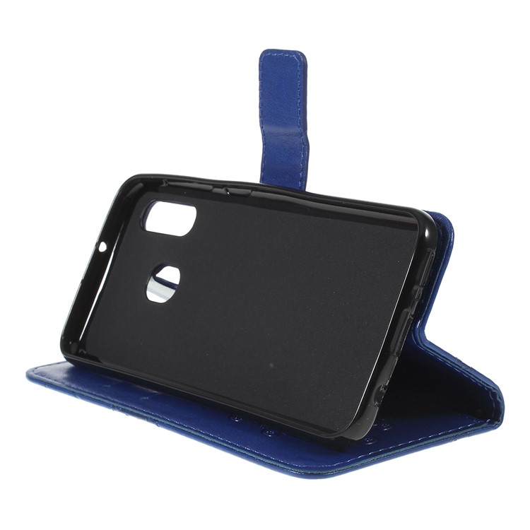 Guscio Del Telefono Portafoglio In Pelle Farfalla Impronta Per Samsung Galaxy A20e - Oro Rosa - Blu-2