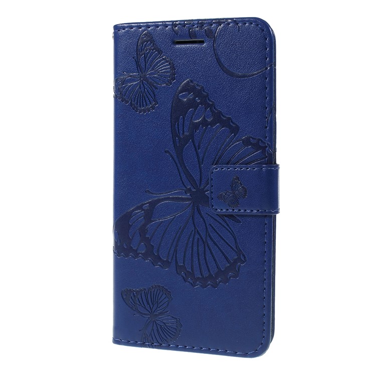 Guscio Del Telefono Portafoglio In Pelle Farfalla Impronta Per Samsung Galaxy A20e - Oro Rosa - Blu-5