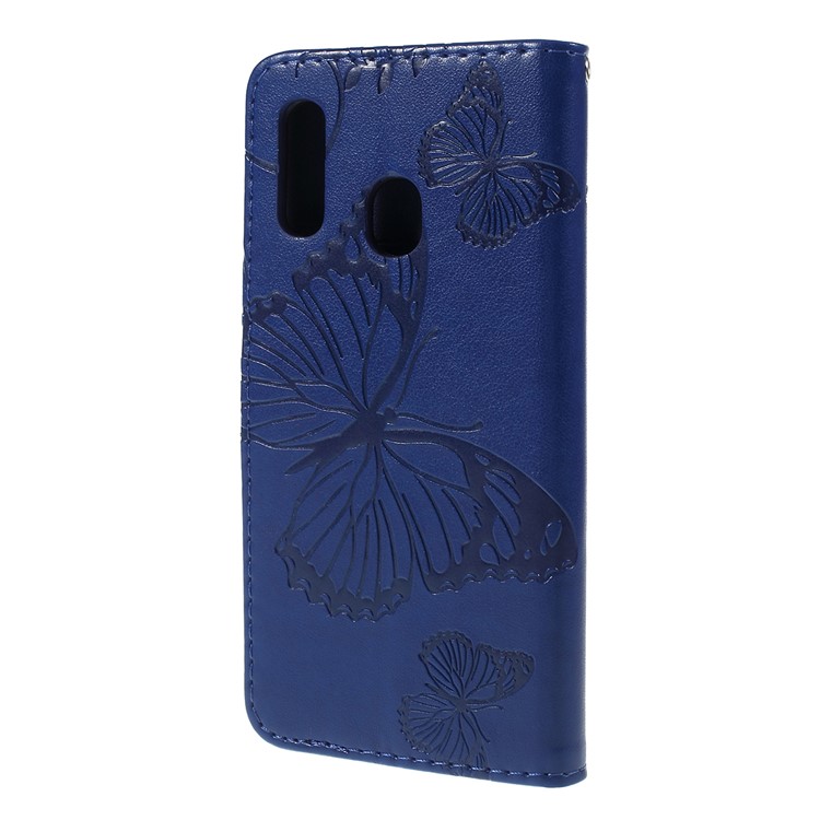 Guscio Del Telefono Portafoglio In Pelle Farfalla Impronta Per Samsung Galaxy A20e - Oro Rosa - Blu-6