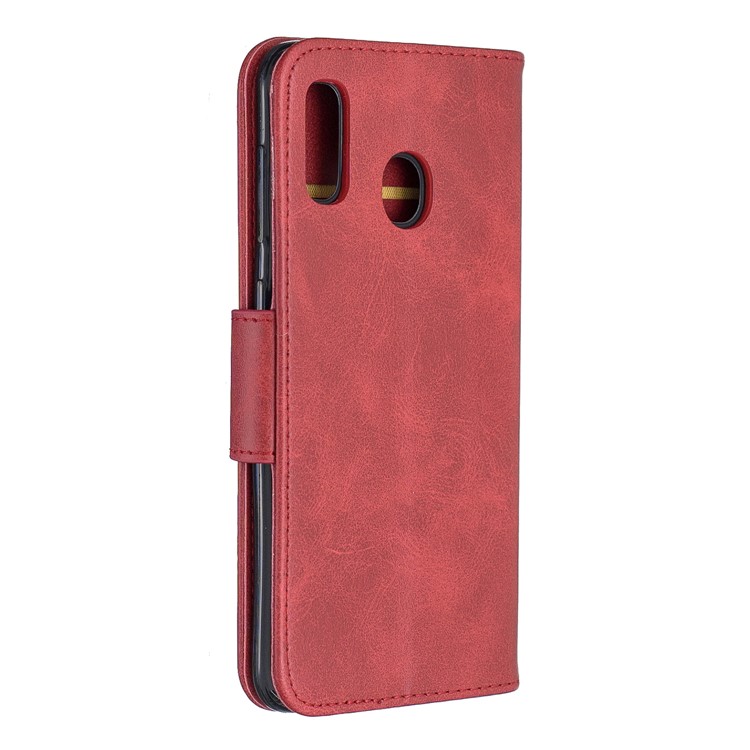 Etui Portefeuille En Cuir PU Pour Samsung Galaxy A20 / A30 - Vin Rouge-3