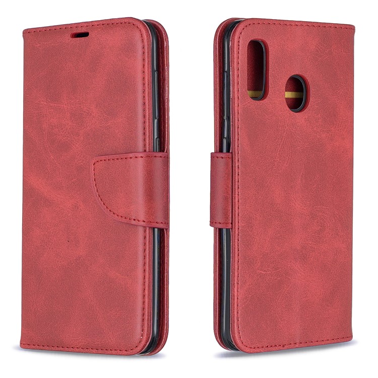 Etui Portefeuille En Cuir PU Pour Samsung Galaxy A20 / A30 - Vin Rouge-4